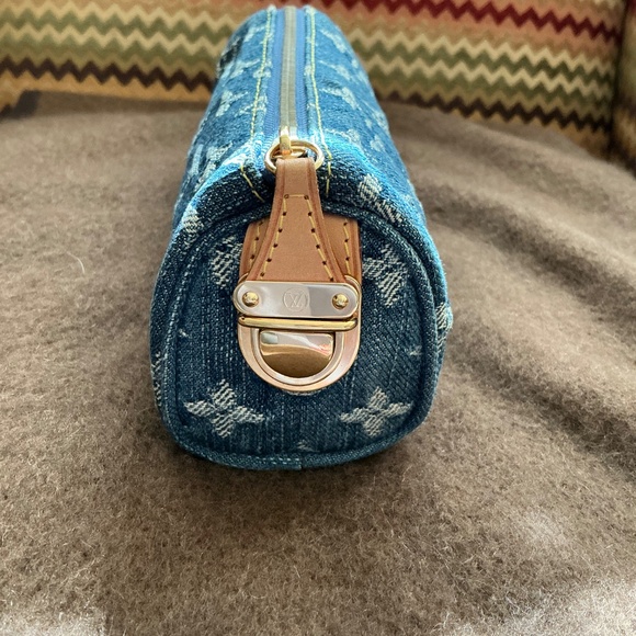 Louis Vuitton Monogram Denim Speedy GM Pochette Case (Cosmetic/Pen Case) RARE - Picture 6 of 12
